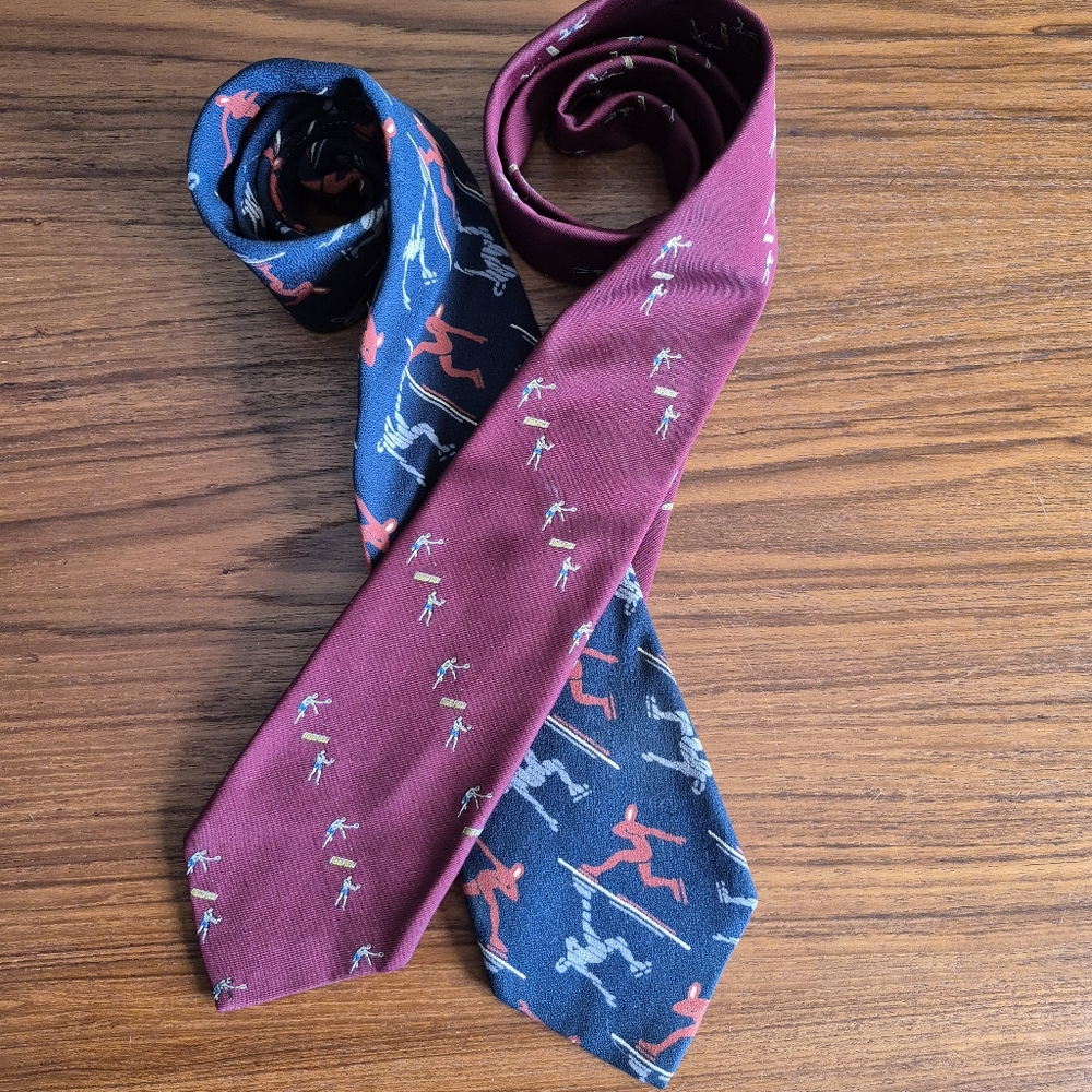 Vintage Wide Burgundy and Navy Tie